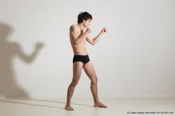 Underwear Martial art Man White Standing poses - ALL Slim Short Brown Standing poses - simple Dynamic poses Academic