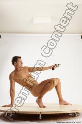 Nude Fighting with gun Man White Standing poses - ALL Athletic Short Brown Standing poses - knee-bend Multi angles poses Realistic