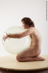 Nude Man White Slim Medium Brown Sitting poses - ALL Sitting poses - on knees Realistic