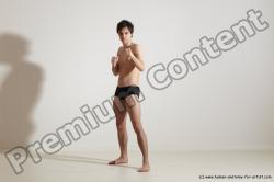 Underwear Martial art Man White Standing poses - ALL Slim Short Brown Standing poses - simple Dynamic poses Academic