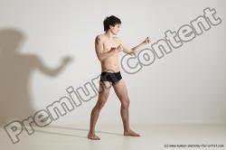 Underwear Martial art Man White Standing poses - ALL Slim Short Brown Standing poses - simple Dynamic poses Academic