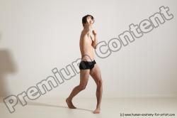 Nude Martial art Man White Standing poses - ALL Slim Short Brown Standing poses - simple Dynamic poses Realistic