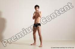 Nude Martial art Man White Standing poses - ALL Slim Short Brown Standing poses - simple Dynamic poses Realistic