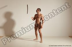 Nude Fighting with sword Man White Standing poses - ALL Muscular Short Brown Standing poses - simple Dynamic poses Realistic