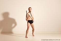 Underwear Fighting Man White Standing poses - ALL Slim Short Blond Standing poses - simple Dynamic poses Academic