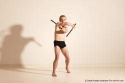 Underwear Fighting Man White Standing poses - ALL Slim Short Blond Standing poses - simple Dynamic poses Academic