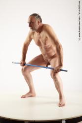 Nude Man White Standing poses - ALL Slim Bald Grey Standing poses - knee-bend Realistic