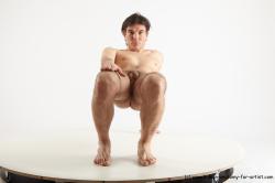 Nude Man White Standing poses - ALL Slim Short Brown Standing poses - knee-bend Realistic
