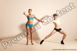 Underwear Woman - Man White Slim Short Brown Dancing Dynamic poses Academic