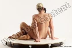 Nude Woman - Man White Sitting poses - simple Slim Long Blond Sitting poses - ALL Multi angles poses Realistic