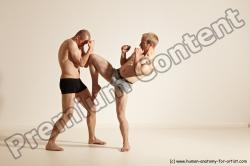 Underwear Martial art Man - Man White Moving poses Athletic Short Brown Dynamic poses Academic
