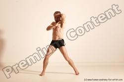 Underwear Martial art Man White Moving poses Slim Short Blond Dynamic poses Academic