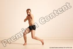 Underwear Martial art Man White Moving poses Slim Short Blond Dynamic poses Academic