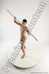 Nude Fighting with spear Man White Standing poses - ALL Athletic Short Brown Standing poses - simple Multi angles poses Realistic