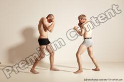 Underwear Martial art Man - Man White Moving poses Slim Short Blond Dynamic poses Academic