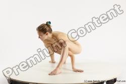 Nude Gymnastic poses White Athletic Long Blond Multi angles poses Realistic