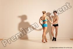 Underwear Woman - Man White Slim Short Brown Dancing Dynamic poses Academic