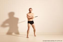 Underwear Martial art Man White Moving poses Slim Short Blond Dynamic poses Academic
