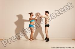 Underwear Woman - Man White Slim Short Brown Dancing Dynamic poses Academic