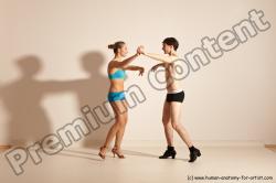 Underwear Woman - Man White Slim Short Brown Dancing Dynamic poses Academic