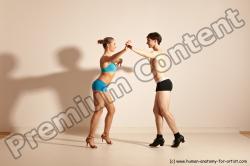 Underwear Woman - Man White Slim Short Brown Dancing Dynamic poses Academic