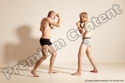 Underwear Martial art Man - Man White Moving poses Slim Short Blond Dynamic poses Academic