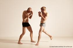 Underwear Martial art Man - Man White Moving poses Athletic Short Blond Dynamic poses Academic
