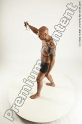 Underwear Fighting with sword Man Another Muscular Bald Multi angles poses Academic