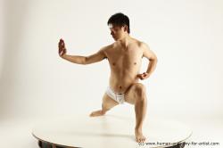 Underwear Fighting Man Asian Slim Short Black Multi angles poses Academic