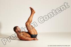 Underwear Gymnastic poses White Laying poses - ALL Muscular Short Brown Laying poses - on back Dynamic poses Academic