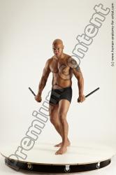 Underwear Fighting Man Black Standing poses - ALL Muscular Bald Standing poses - simple Multi angles poses Academic