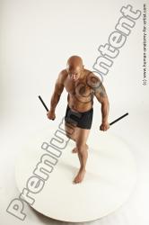 Underwear Fighting Man Black Standing poses - ALL Muscular Bald Standing poses - simple Multi angles poses Academic
