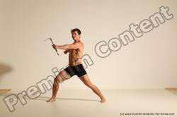 Underwear Fighting Man White Moving poses Athletic Short Brown Dynamic poses Academic