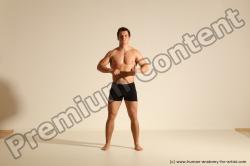 Underwear Fighting Man White Dynamic poses Academic