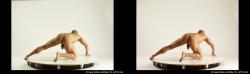 Nude Man White Kneeling poses - ALL Muscular Bald Kneeling poses - on one knee 3D Stereoscopic poses Realistic