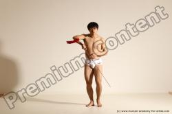 Underwear Fighting Man Asian Athletic Short Black Dynamic poses Academic