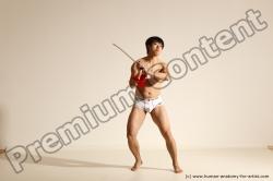 Underwear Fighting Man Asian Athletic Short Black Dynamic poses Academic