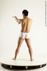 Underwear Fighting Man Asian Athletic Short Black Multi angles poses Academic