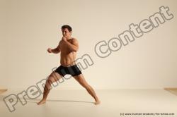 Underwear Fighting Man White Athletic Short Brown Dynamic poses Academic