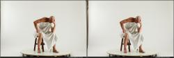 Man White Sitting poses - simple Slim Short Grey Sitting poses - ALL 3D Stereoscopic poses Academic