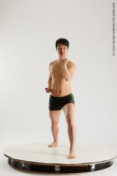Underwear Fighting Man Asian Slim Short Black Multi angles poses Academic
