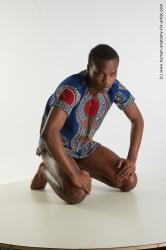 Casual Man Black Kneeling poses - ALL Slim Short Kneeling poses - on both knees Black Standard Photoshoot Academic