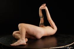 Nude Man White Laying poses - ALL Average Short Brown Laying poses - on back Standard Photoshoot Realistic