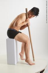 Underwear Man Asian Sitting poses - simple Slim Short Black Sitting poses - ALL Standard Photoshoot  Academic