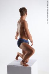 Underwear Man White Kneeling poses - ALL Athletic Short Brown Kneeling poses - on one knee Standard Photoshoot Academic