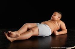 Underwear Man White Laying poses - ALL Overweight Short Laying poses - on back Black Standard Photoshoot  Academic