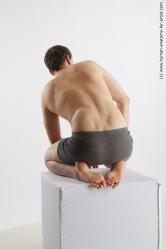 Underwear Man White Kneeling poses - ALL Average Short Brown Kneeling poses - on both knees Standard Photoshoot Academic