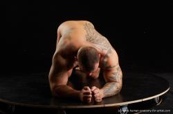 Nude Man White Laying poses - ALL Muscular Short Brown Laying poses - on stomach Standard Photoshoot Realistic