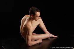 Nude Man White Laying poses - ALL Underweight Short Brown Laying poses - on side Standard Photoshoot Realistic