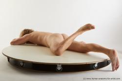 Nude Man White Laying poses - ALL Slim Medium Brown Laying poses - on stomach Standard Photoshoot Realistic